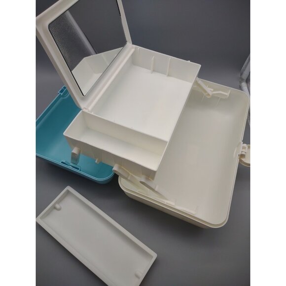 Vintage Caboodles Blue White Retro Plastic Makeup Carrying Case Box 5626, USA - Picture 9 of 17